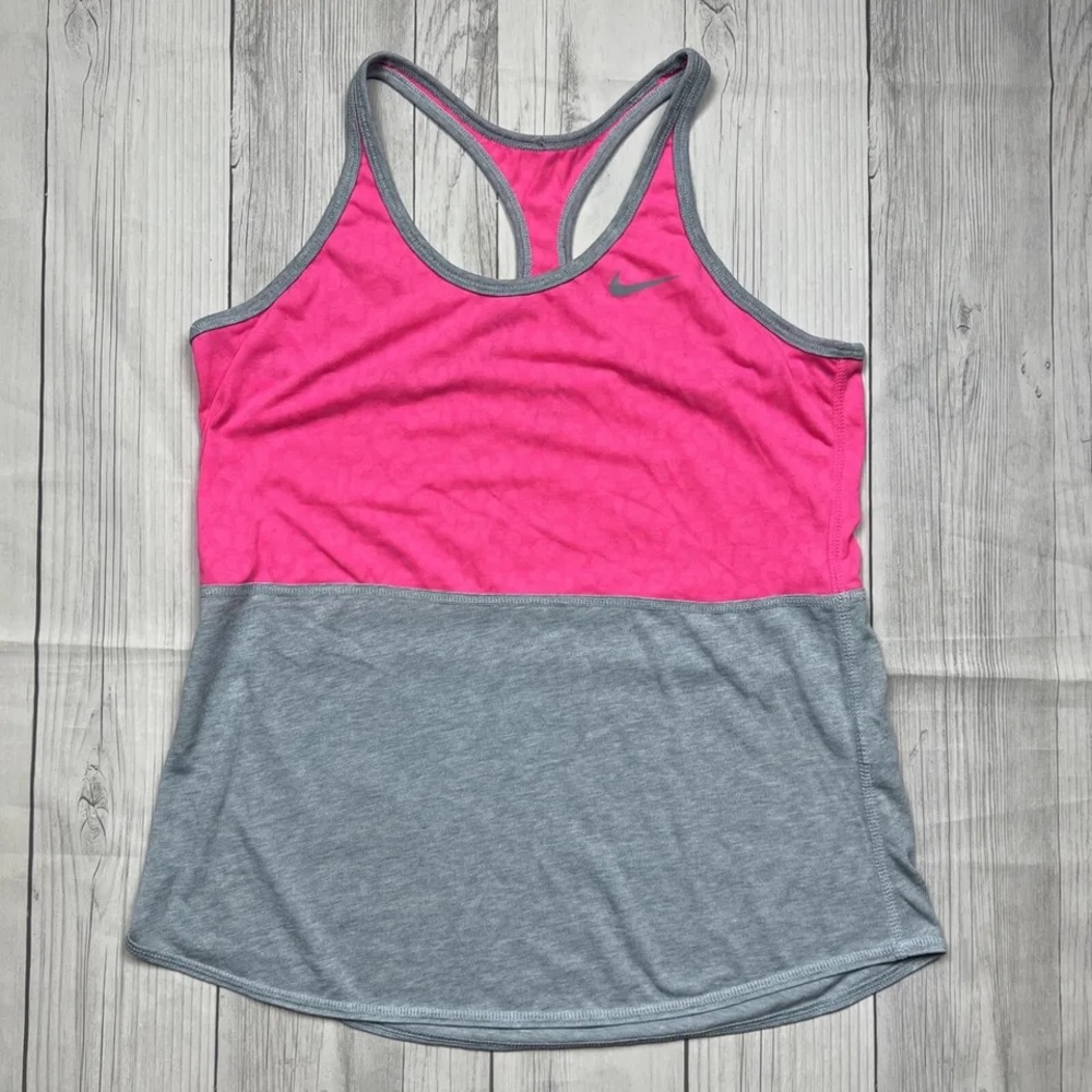Nike Racer Back Tank Top Gray/Pink Leopard